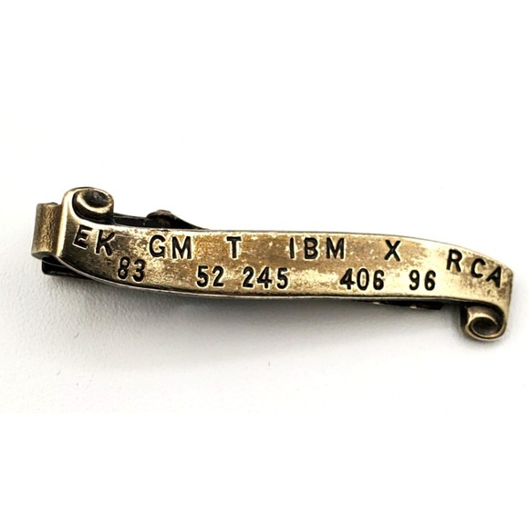 Vintage NYSE Ticker Tape Dow Jones Tie Bar Clip NASDQ IBM GM Xerox RCA Stock